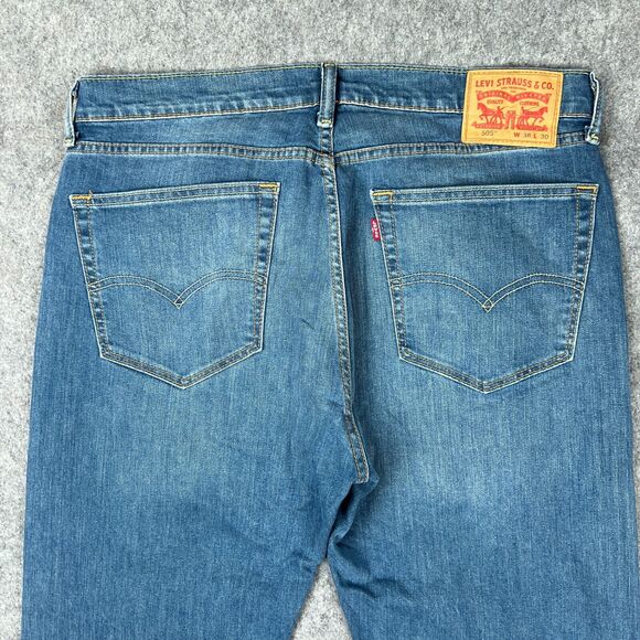 Levi’s Jeans Mens 36 X 30 505 Straight Leg Regular Faded Blue Denim Pants - Picture 6 of 13